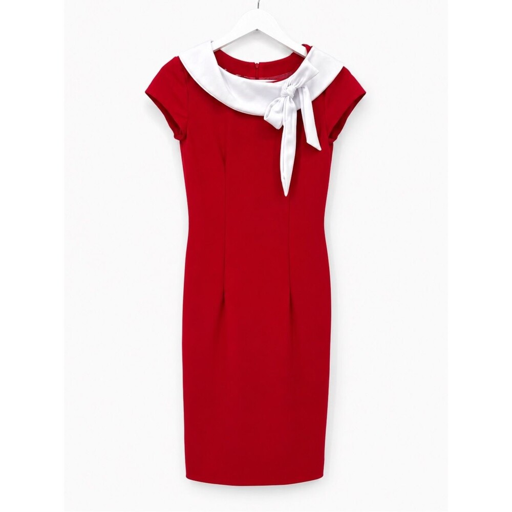 Unbranded Vintage Bright Red Dress Pencil Dress Sailor Size Small Retro